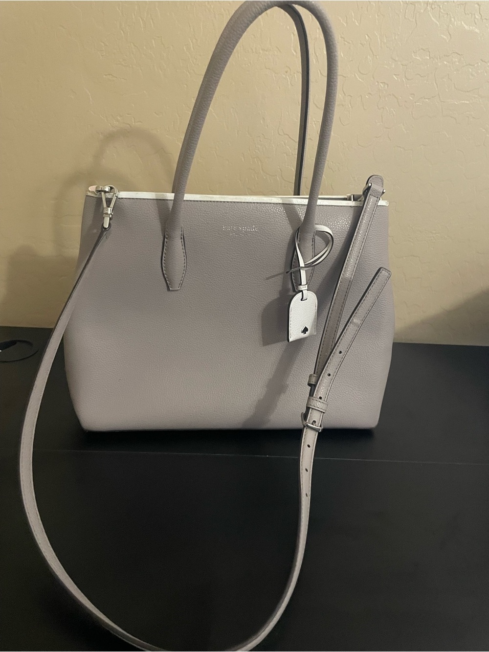 kate spade Light Gray Leather Tote with Removable Strap